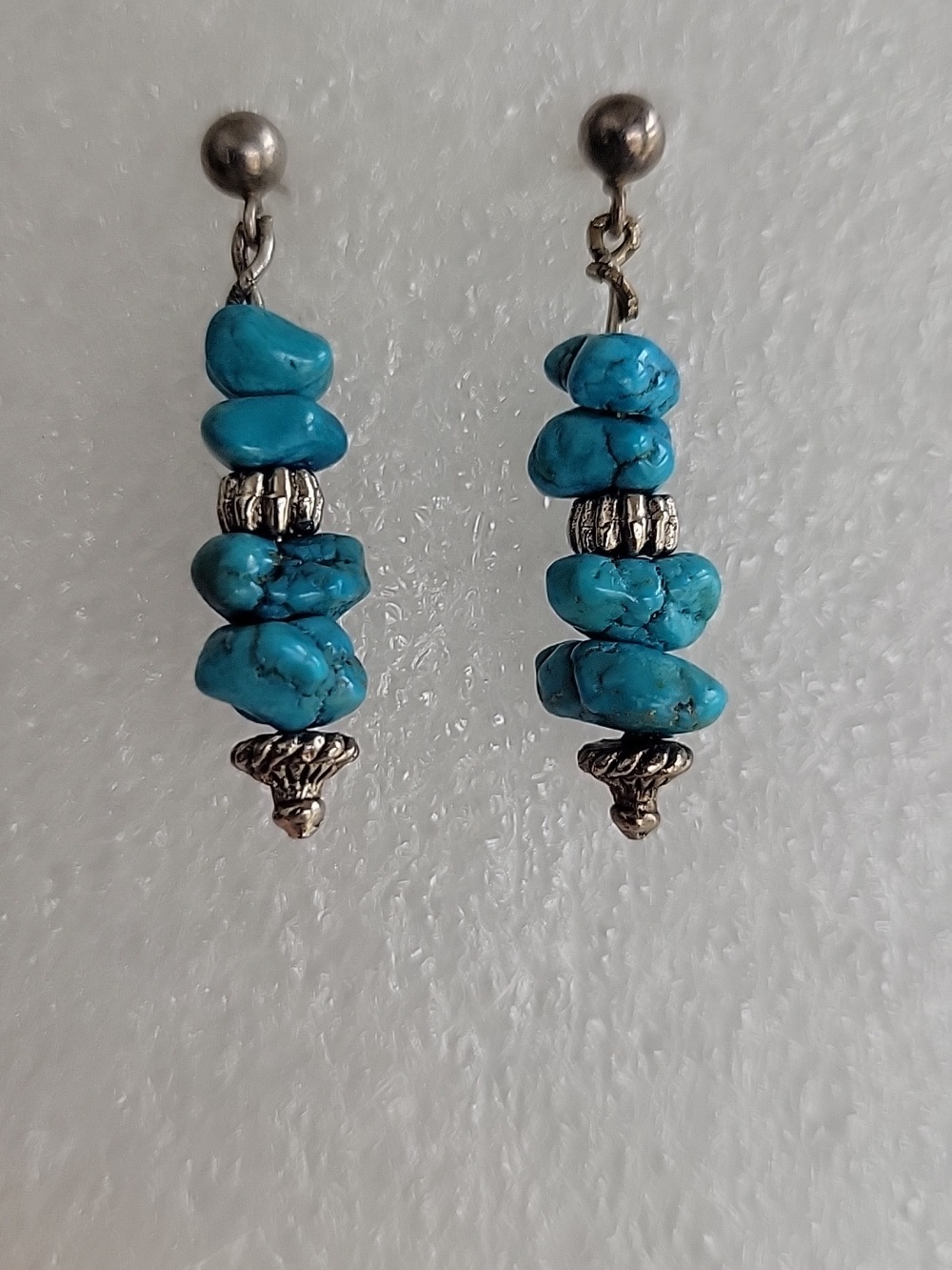 Beaded Turquoise Drop Post Earrings